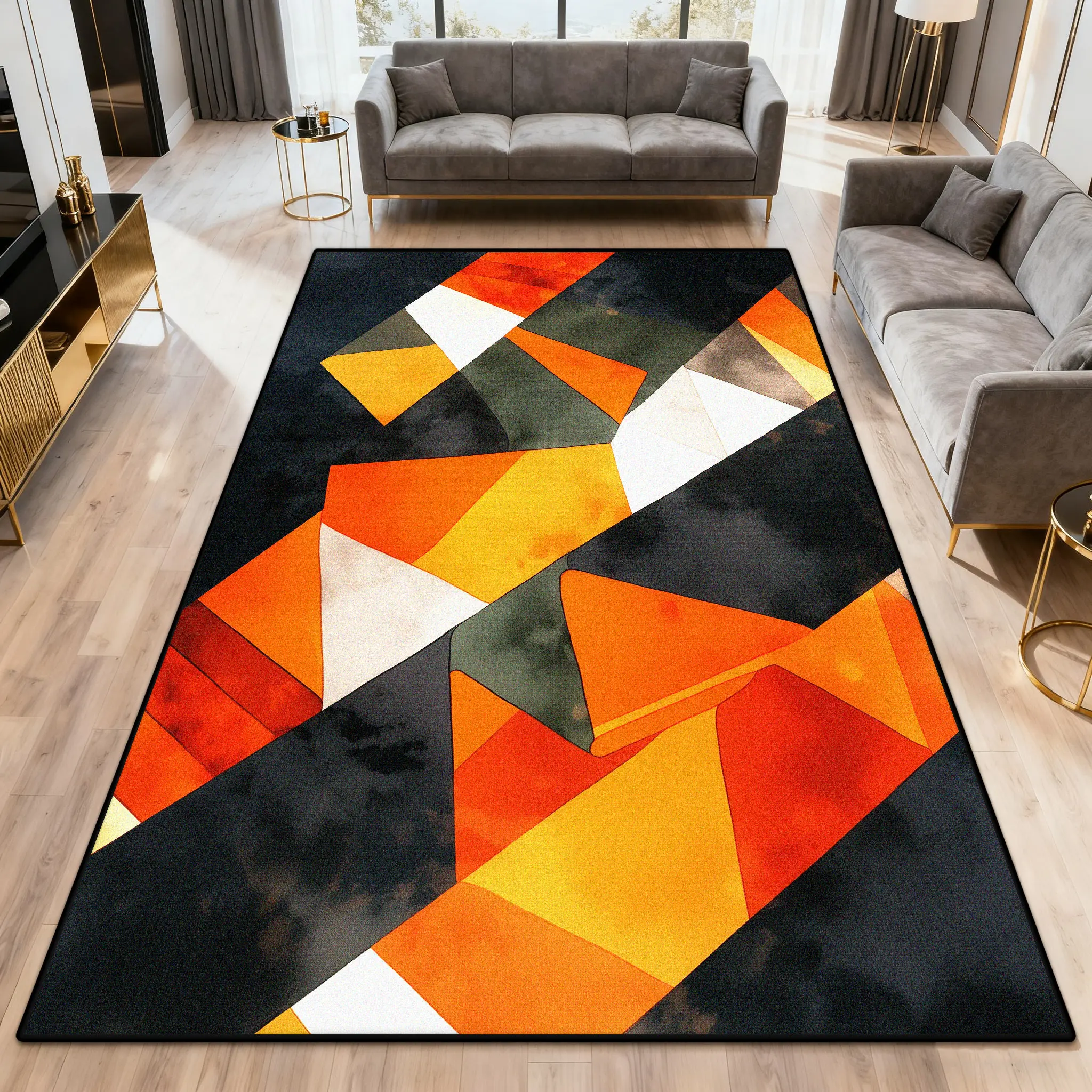 

Nordic Abstract Living Room Carpet Orange Simple Style Decoration Sofa Large Area Rugs Bedroom Bath Non-slip Entrance Door Mat