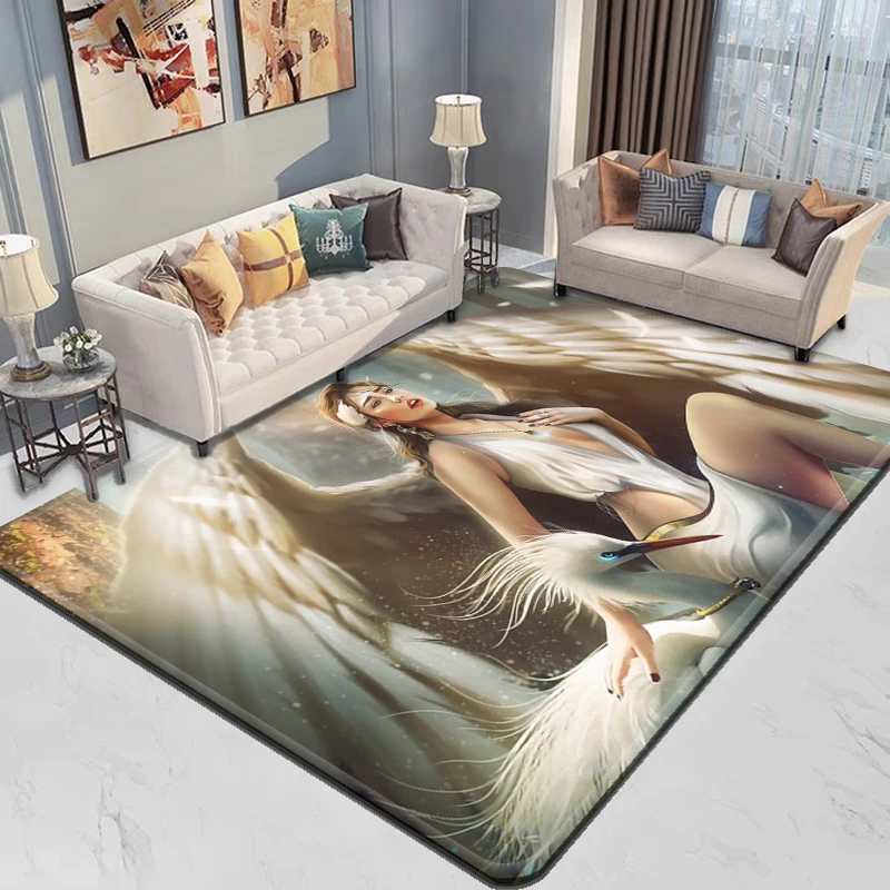 Angel Cartoon Sacred Carpet for Living Room, Camping, Stranger Things, Picnic Mat, Anti-Slip E-sports Rug, Yoga Mat, Fans Gift