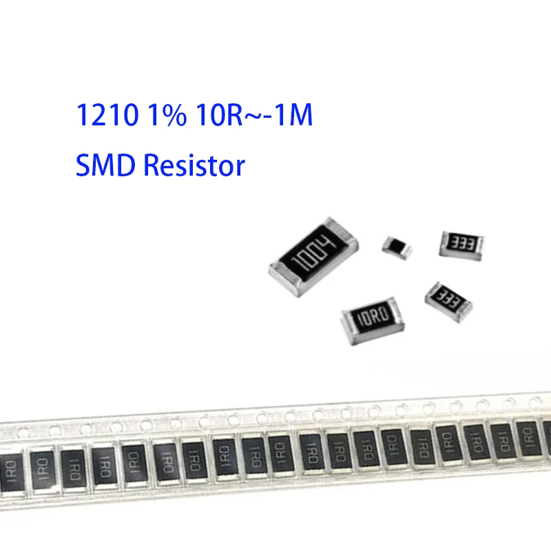 50 шт./лот SMD резистор 1210 1% 10R ~ 1 м 1/4 Вт, компонентное сопротивление 0 1 10 22 47 100 150 220 330 Ом 47K 10K 100K 1R 10R 100R