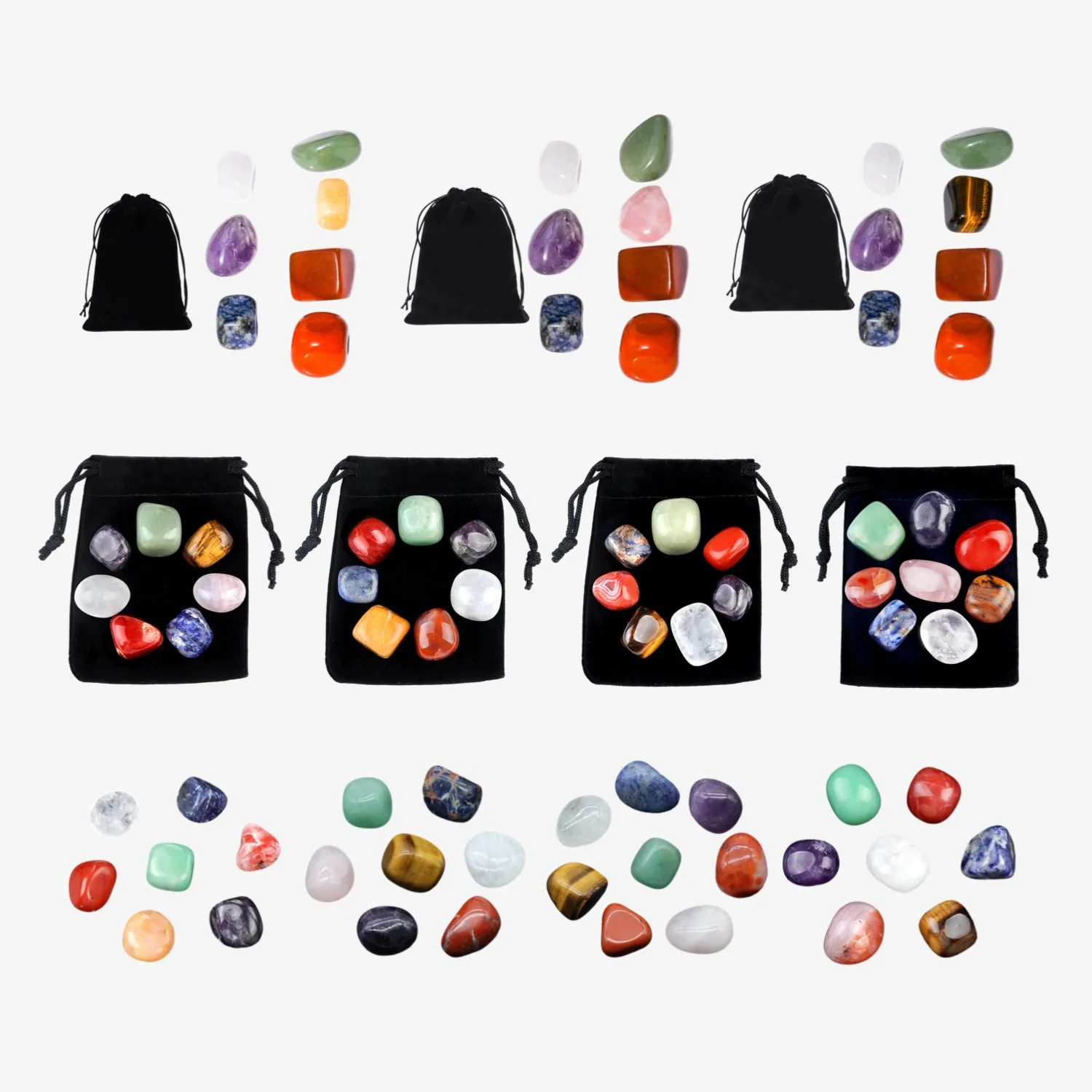 

7pcs/8pcs Natural raw crystal chakra energy pendant, irregular mineral yoga stone