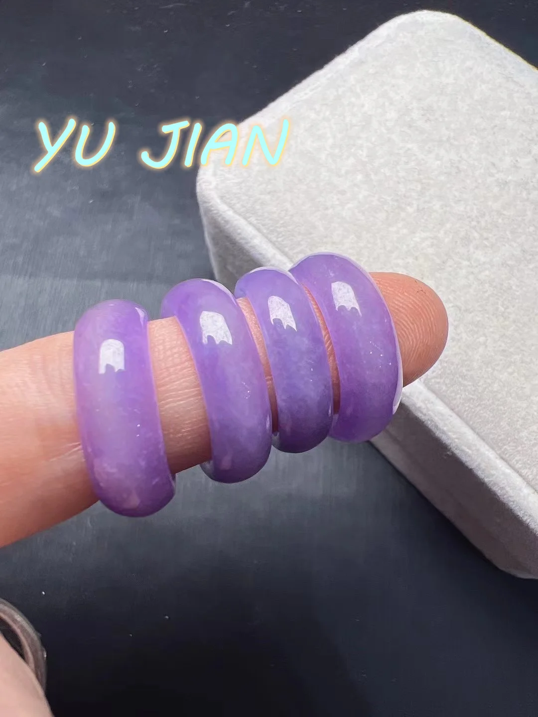 Nieuwste Delicate Elegante Natuurlijke Jadeïet Paars Cirkel-Ring Soft Violet Lavendel Kleur Jade Ring Fijne Handring Noble Sieraden