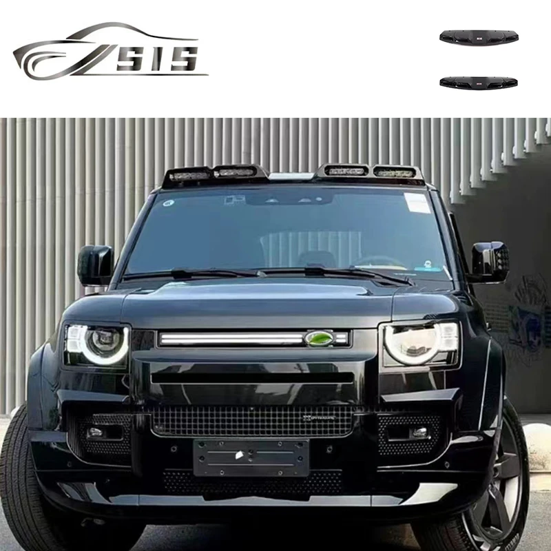 

Defender 110/90/130 4 Leds Roof Spoiler Dry Carbon Fiber ABS Material Front Roof Wing With LED Front Bumper Lips Car Accessories