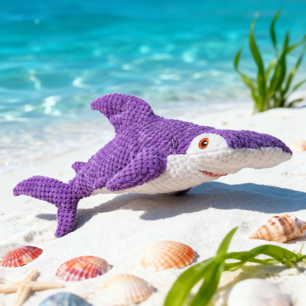 Pet Bite-Resistant Plush Interactive Toy with Sound, Shark-Shaped, Suitable for Large, Medium, and Small Pets Such as Cats and Dogs, Double-Layer Fabric, Built-In Airbag view 3