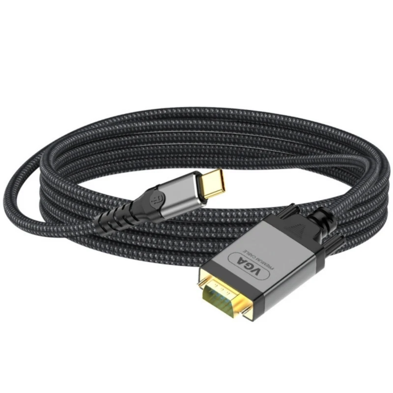 ความเก่งกาจประเภท C สาย USB ถึง VGA, วิดีโอเอาต์พุตคุณภาพประเภท c ถึงสาย VGA สำหรับอุปกรณ์คอมพิวเตอร์สมัยใหม่ 78.74 นิ้ว