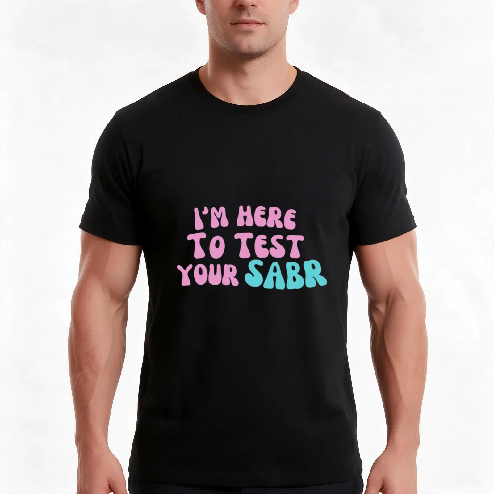 I'm here to test your sabr T-Shirt Summer Casual Cotton Tee Oversized Streetwear Tops Vintage Graphic Print Unisex Men Women
