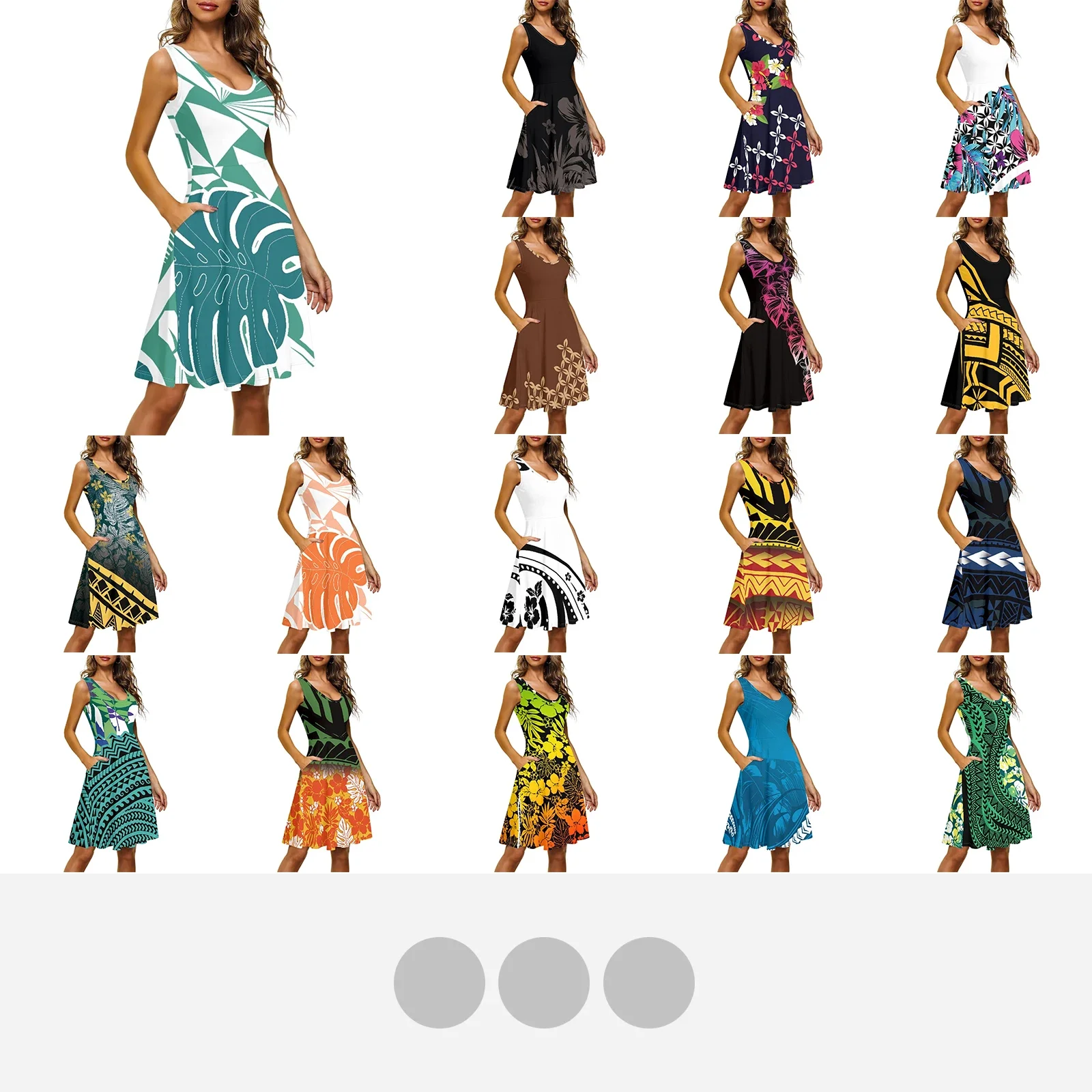 Polynesian Tribal Samoan Totem Tattoo Prints Women Dresses, Beach Party Dresses, Lady Sexy Sling Dress, Premium Polyester Fabric