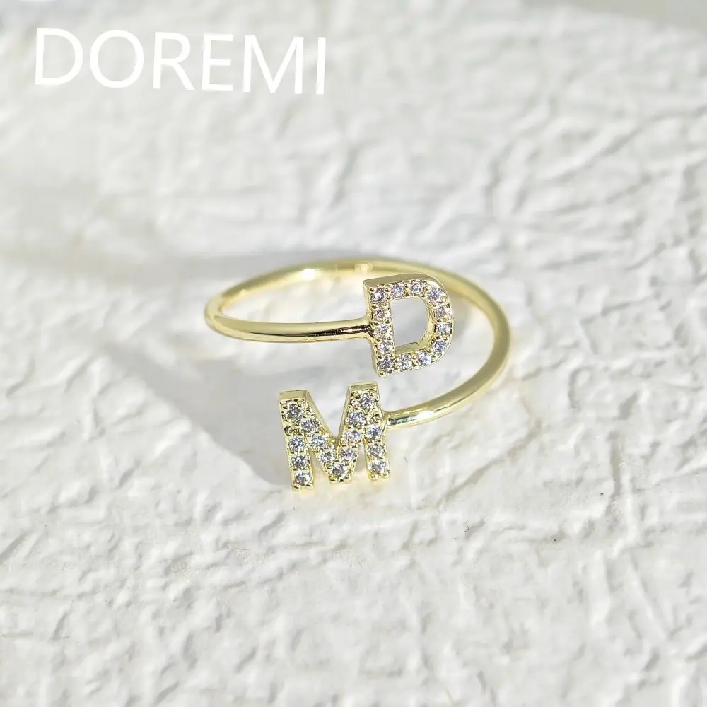 DOREMI Bubble Crystal Letter Women Stagger Letter Ring Custom Design Girls Gift Jewelry Custom Letter Rings