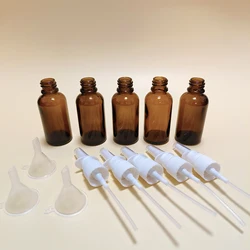 1pcs 5ml-100ml  Amber Nasal Spray Bottle Glass Nose Mist Sprayer Press Spray Head Empty Bottles Refillable Glass Atomizer