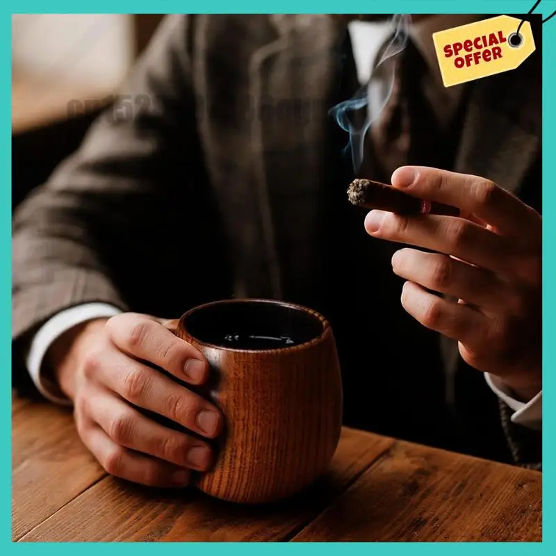 -ABJZ 2 قطعة كأس ويسكي مصنوع يدويًا كأس خشبي قديم الطراز للرجال، بهلوان ويسكي، نظارات للرجال، عشاق بوسطن