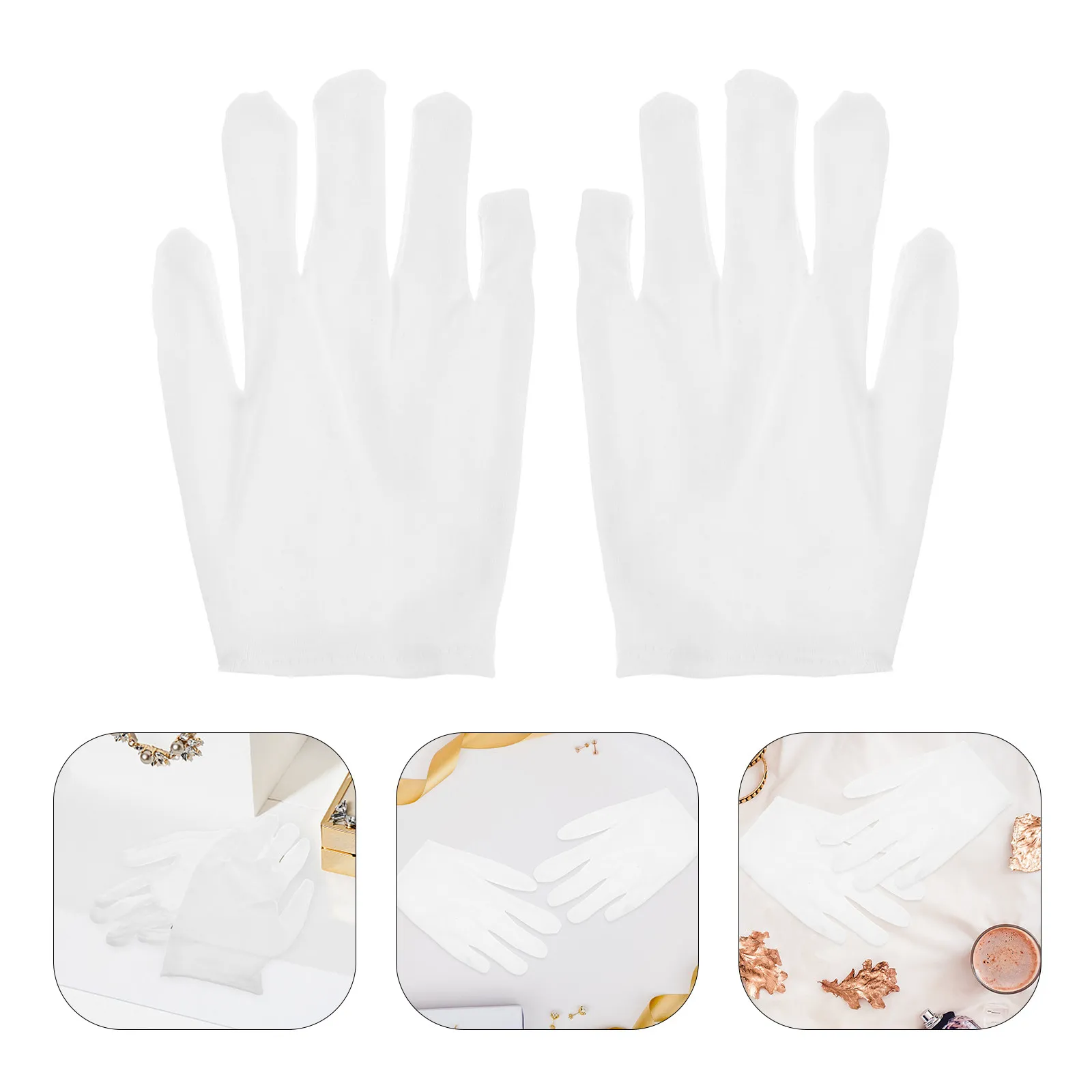 

10Pairs Jewelry Gloves Soft Cotton White Polishing Gloves Dustfree Sweat Resistant for Inspection Handling Santa