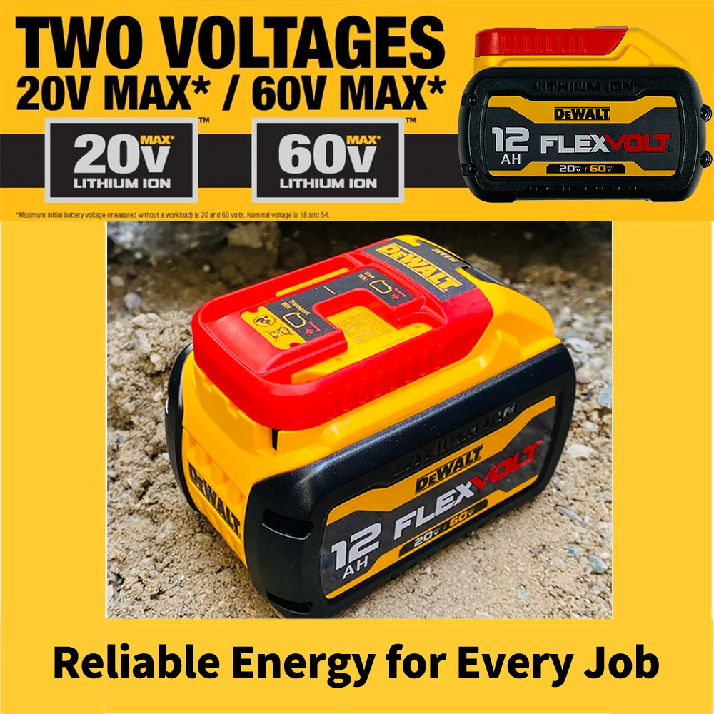 Para dewalt 12ah recarregável flexvolt bateria dcb612 20v/60v 21700 células pacote de íon de lítio para ferramentas elétricas sem fio