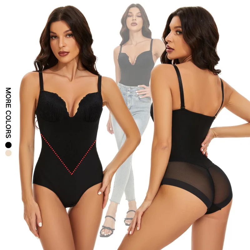 

Large Size Shapewear Thong Bodysuit for Women Bustier Lingerie Tummy Control Corset Tank Top Camisole Full Body Shaper with Bra