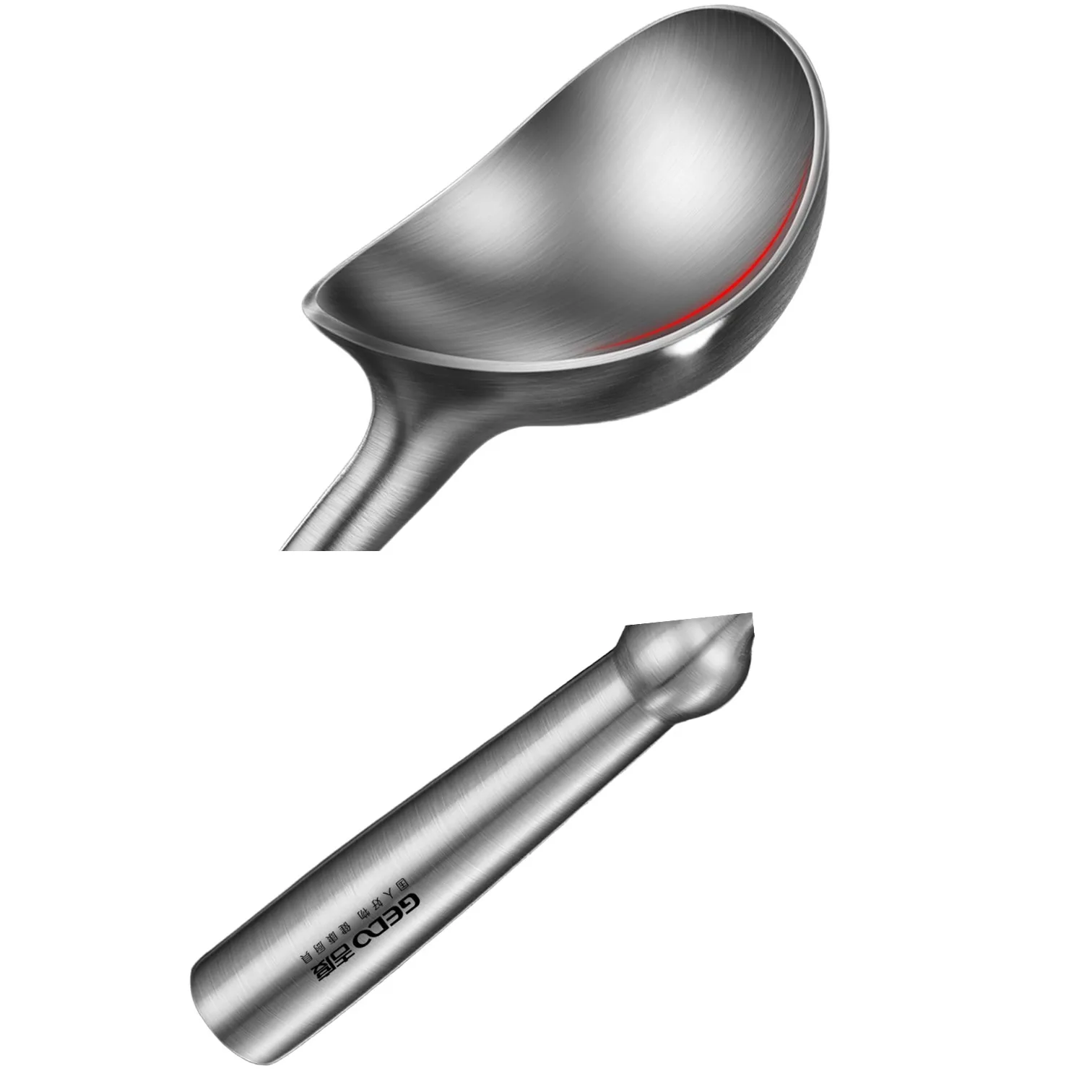 

2 Pieces of LFGB Certification Pure 304 Stainless Steel Ice Cream Digger Non-Stick Dessert Spoon Banquet Fruit Ball Scoop