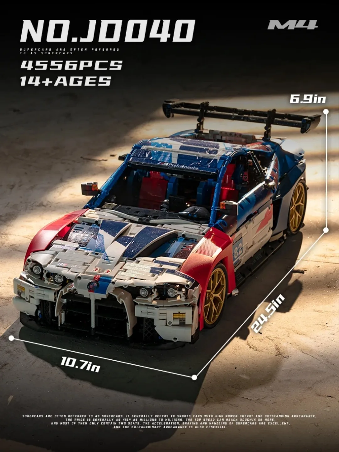M4 Leistungsstarker Supersportwagen Baukasten MOC JD040 ﻿ Technisches High-Tech-Sportrennwagen-Modell Bausteine Sammelbares Kreatives Spielzeug Erwachsenengeschenke 4556 Teile – Detail 7