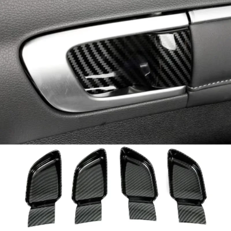 Car Inner Door Handle Cover Catch Bowl Trim Insert Bezel Frame Carbon Fiber For Hyundai Sonata 2019 2020 2021 Car Accessories