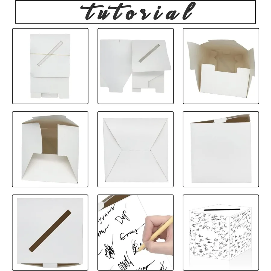 2 Pcs White Card Box Diy Gift Card Box Holder for Wedding Reception Baby Shower Bridal Shower Birthday Party Supplies