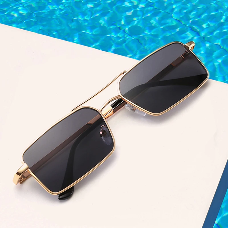 Vintage Rechteck Sonnenbrille Frauen Männer klassische kleine Metall Sonnenbrille weibliche Mode Sommer im Freien fahren Urlaub Schatten – Detail 1
