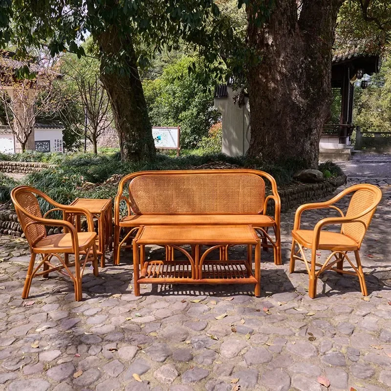 Rattan sofa living room, nao rattan chair coffee table combination