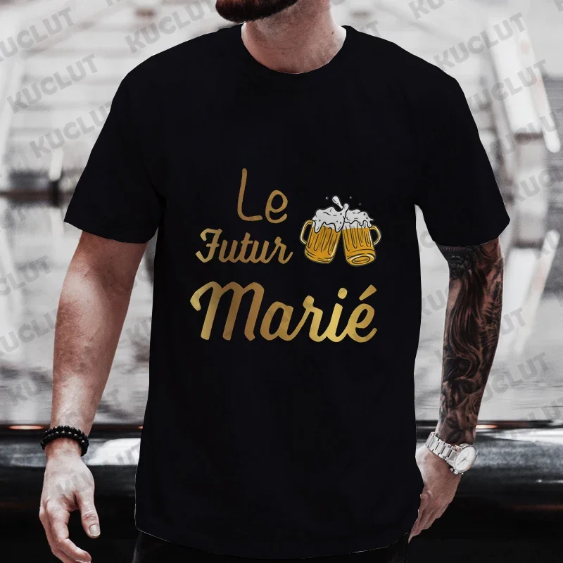 Groom Squad Men T-shirt French Wedding Beer Party Tees Boyfriend Bachelor Party Tshirt Evg Team Future Groom Best Man Y2K Tops