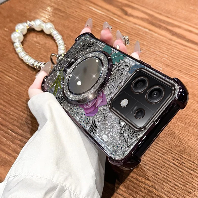 

Чехол-держатель браслета X6 с фиолетовыми цветами для Xiaomi Poco M5S M6Por M3Por M6 C75 M2 X3Pro C65 X3Pro C55 X3NFC Cover