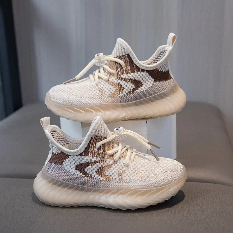 أحذية رياضية بنعل ناعم وسميك للأطفال ، ملونة ، برباط ، تنفس ، حذاء رياضي غير رسمي ، في الهواء الطلق ، مانع للإنزلاق ، موضة الأطفال ، أحذية للجري #4