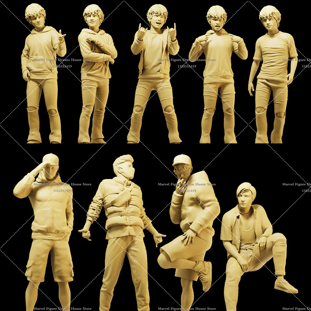 Figurines d'action miniatures pour garçons, scène multiple, blanc beurre, modèle Un Panited, Cool Boys, Hip Hop Street, accessoire masculin, 1/64, 1/43, 1/35