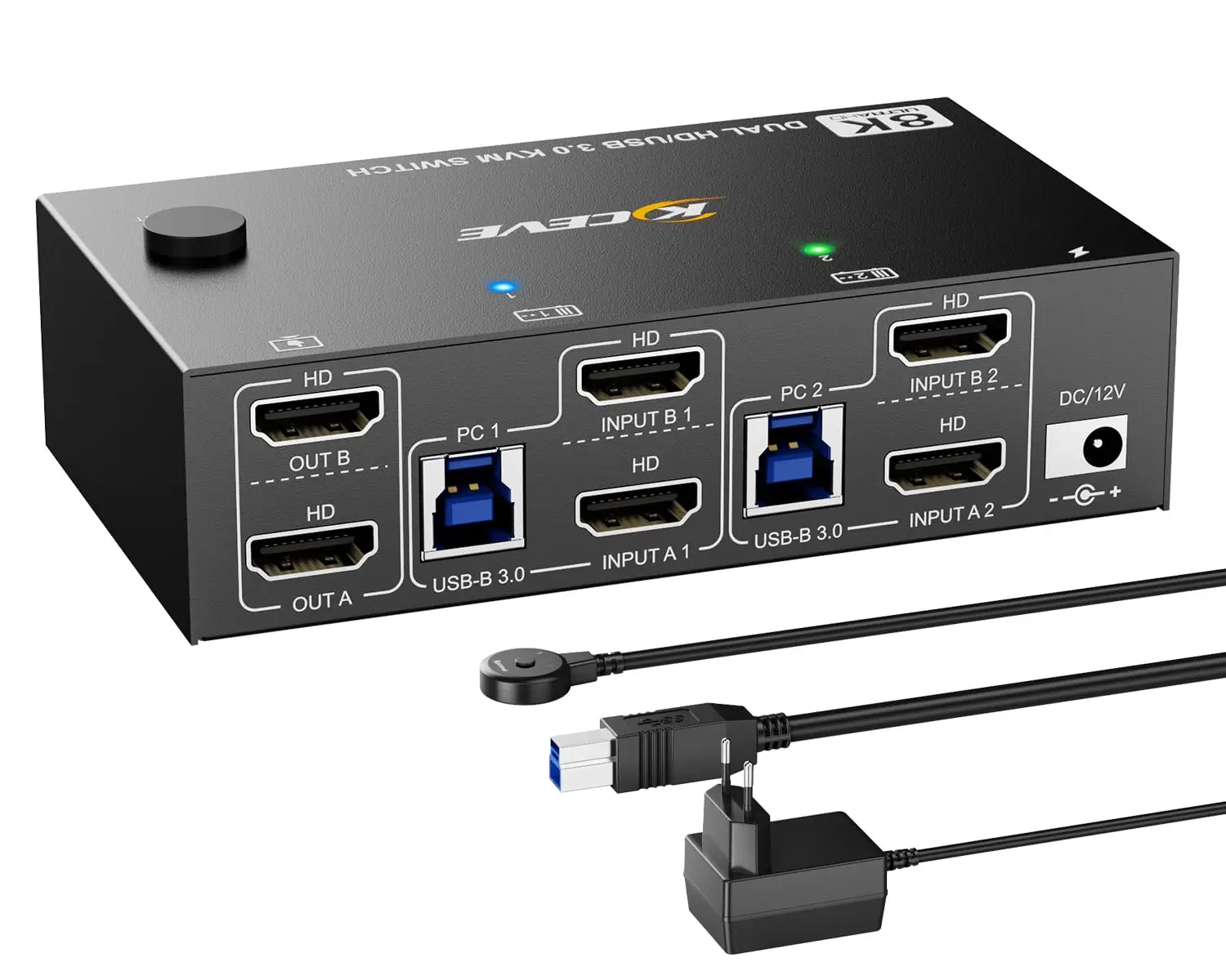 

NEW Dual Monitor KVM Switch 8K@60Hz 4K@120Hz, HDMI 2.1 KVM Switch for 2 Computer Share 2 Monitors and 3 USB3.0 + 1 USB C Devices