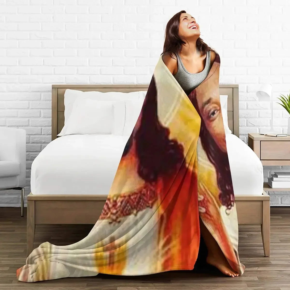 Snoop Dogg Goes Jesus Blanket Soft Warm Flannel Throw Blanket Bedspread for Bed Living room Picnic Travel Home Sofa