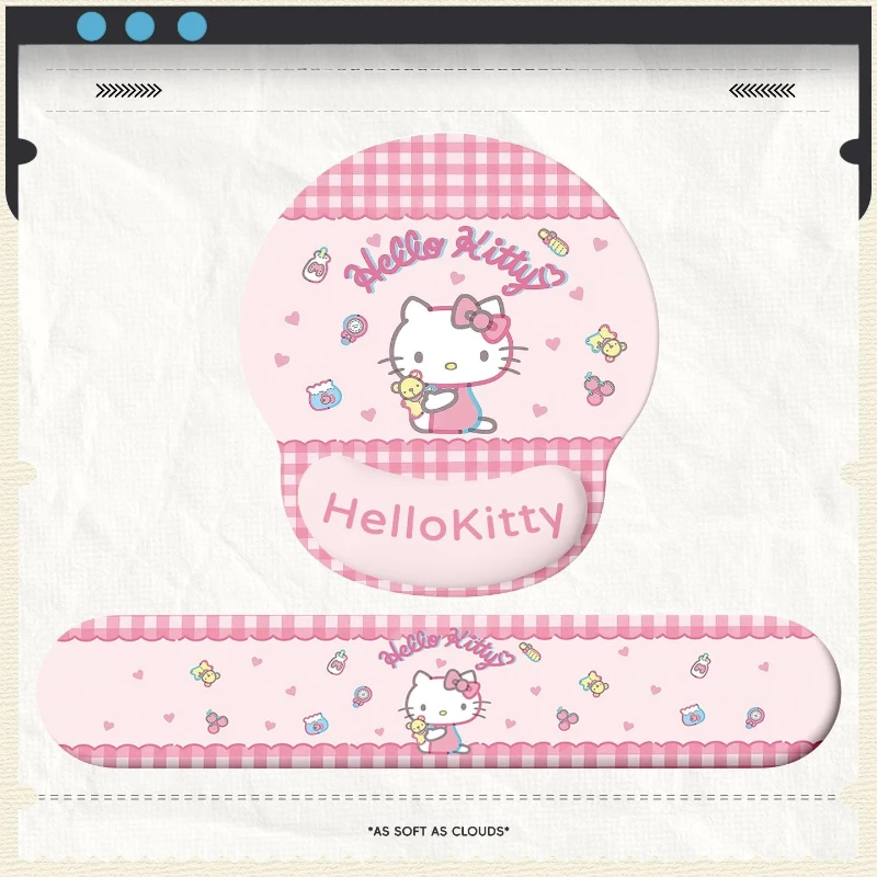 

Hello Kitty Mouse Pad with Wrist Rest Non-Slip Rubber Base Soft Silicone Ergonomic Keyboard Wrist Support Pad for PC Laptop Desk