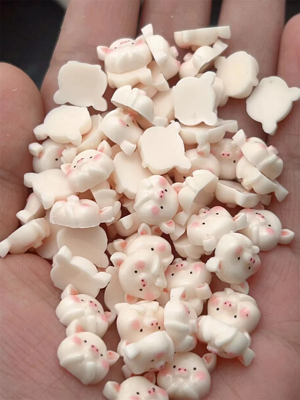 20Pcs Japanese Pink Pig Resin Nail Charms Rhinestones Kawaii Animals Nail Art Decorations Manicure Supplies Kawaii Accessories