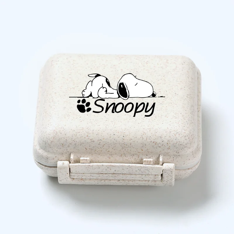 Kawaii 6 Grid Snoopy Pill Case Anime Girls Boys Portble Mini Weekly Travel Sealed Moisture-Proof Medicine Organizer Container