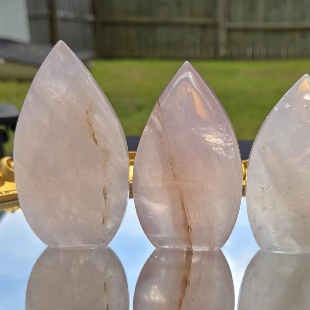 Natural Rose Quartz Teardrop Carving, Polished Water Drop Crystal