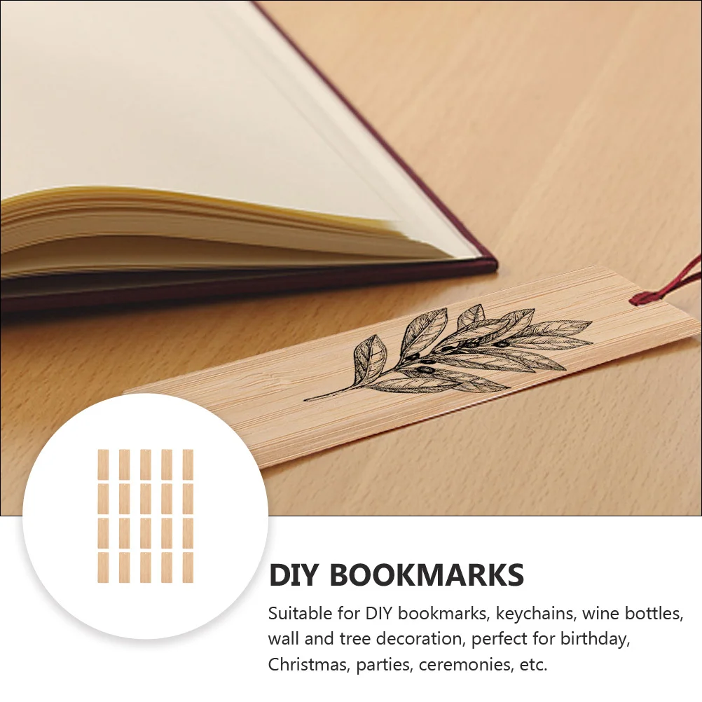 

20Pcs Bamboo Bookmark Tags Unfinished DIY Craft Blank for Wall Tree Ornaments DIY Bookmark Unfinished Hanging Tag