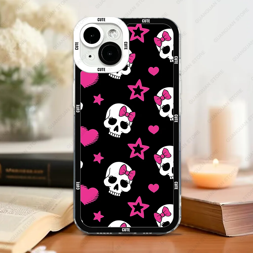 Y2K Style Cute Phone Case For iPhone 16 15 14 13 Pro Max 12 Mini 11 XS X XR SE 7 8 Plus Soft Cover