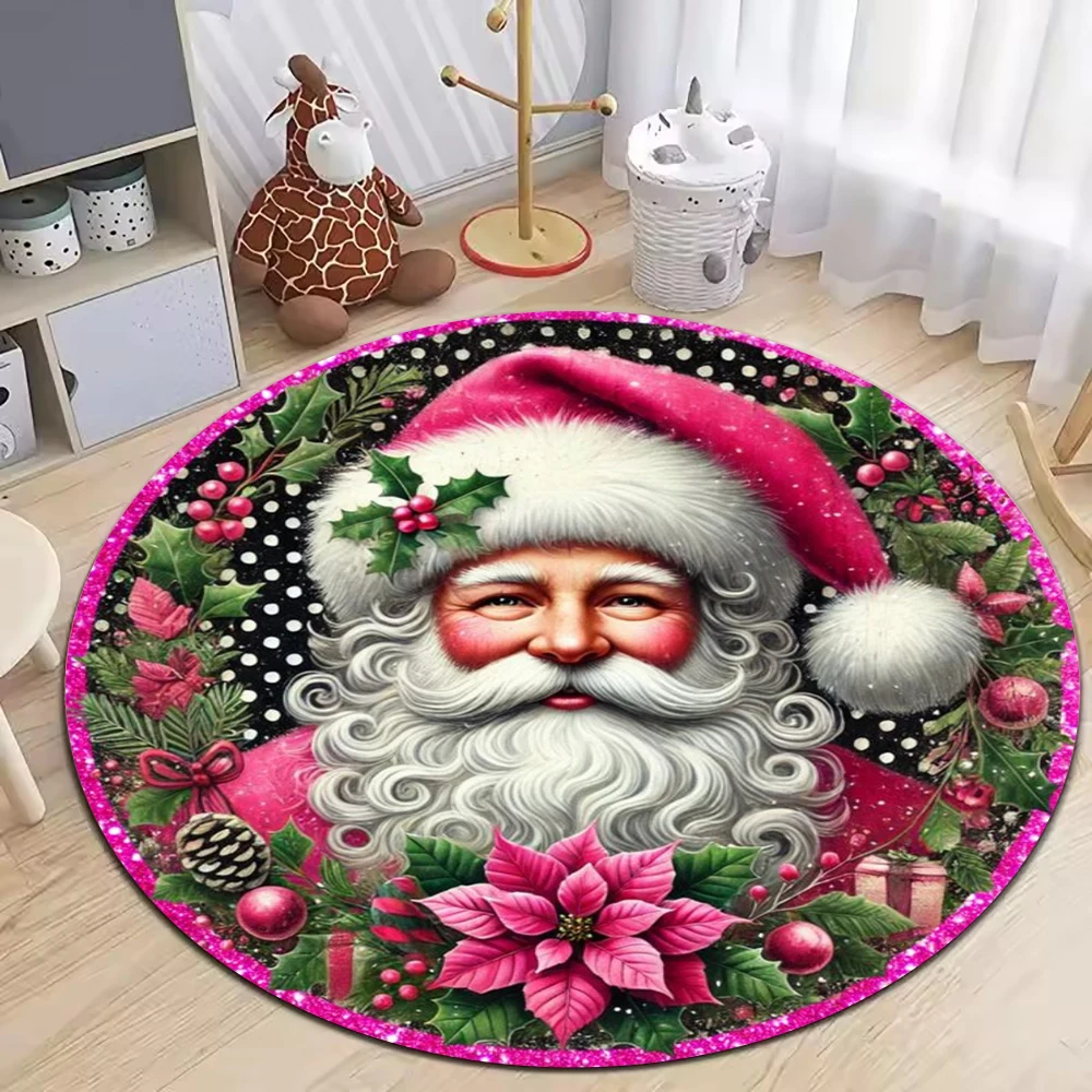 

VIKAMA Circular Christmas Rug Crystal Velvet Water-Resistant and Stain-Resistant Carpet for Living Room and Bedroom Home Decor