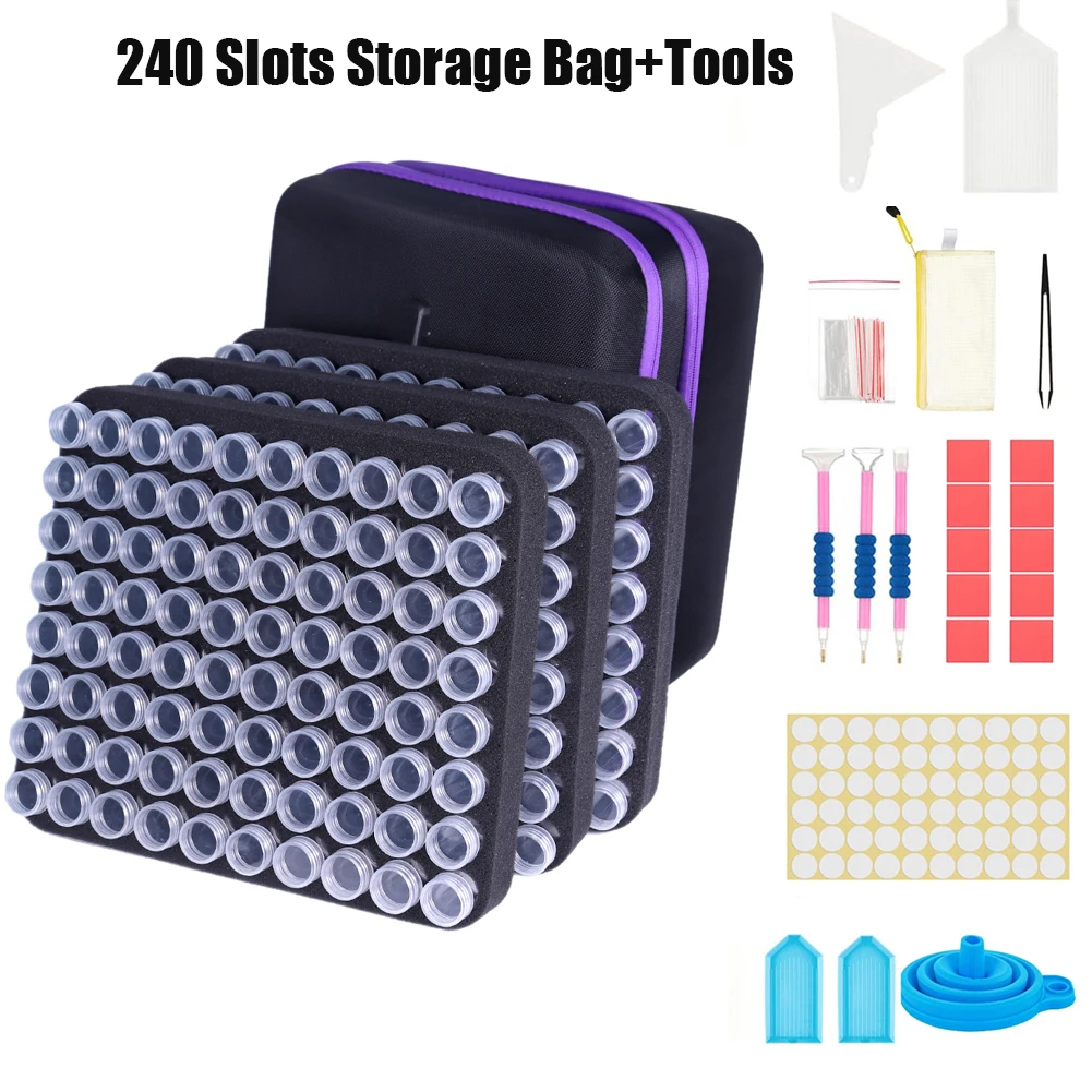 

Diamond Painting Purple Blue Storage Containers, 240 Bottle Diamond Art Accessories Tools with Shockproof Jars Kits Jewelry