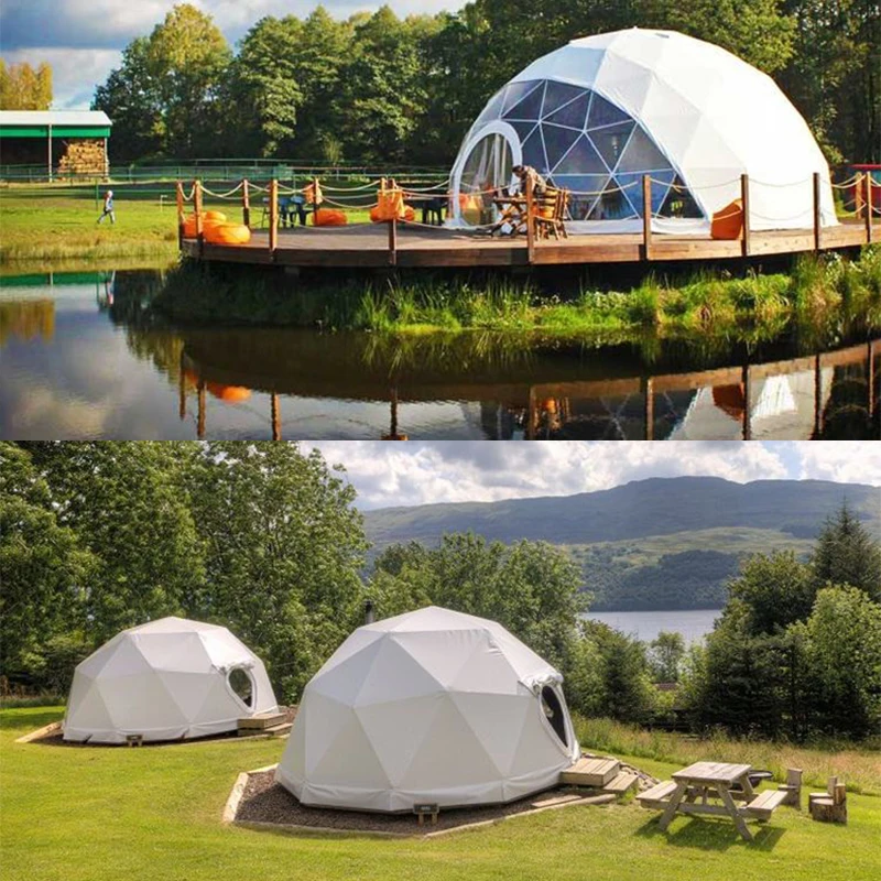 Outdoor Luxus Glamping Geodom Zelte PVC Kuppeln Preis Fertighaus Resort Hotel Home Camping geodätische runde Kuppel Zelt zu verkaufen