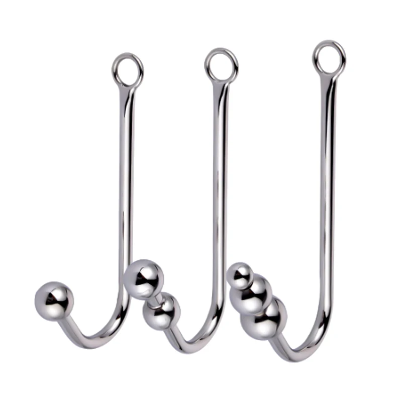 Stainless Steel Anal Hook with Anal Beads Hole Anal Hook Metal Butt Plug BDSM Anal Sex Toys Adult Products For Men Women Gay