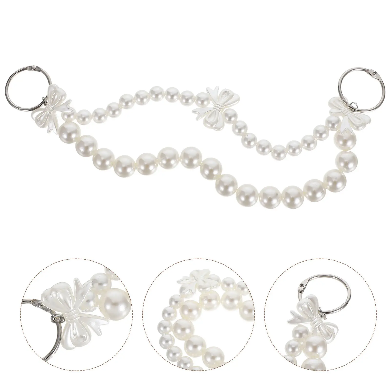 

Faux Pearl Bow Handbag Pendant Accessory Elegant Decorative Bag Extender Chain DIY Purse Strap Fashionable Beaded Purse Handle