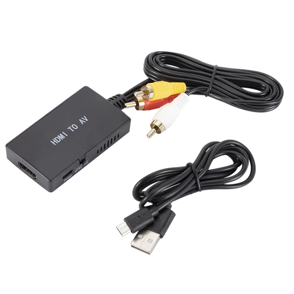 Grwibeou HDMI Ke RCA Converter HDMI Ke AV CVBs Composite Video Adapter Mendukung PAL/NTSC untuk TV Stick Roku Android TV Box DVD