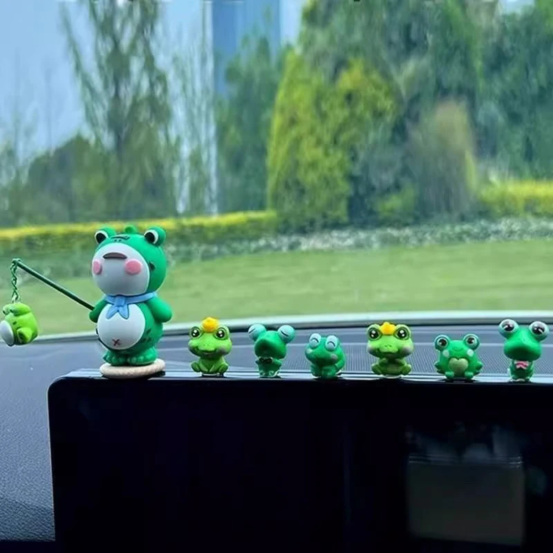 New 7Pcs/set Lonely Frog Car Accessories Cartoon Car Center Console Decoration Office Desk Computer Screen DecorationDoll Gift