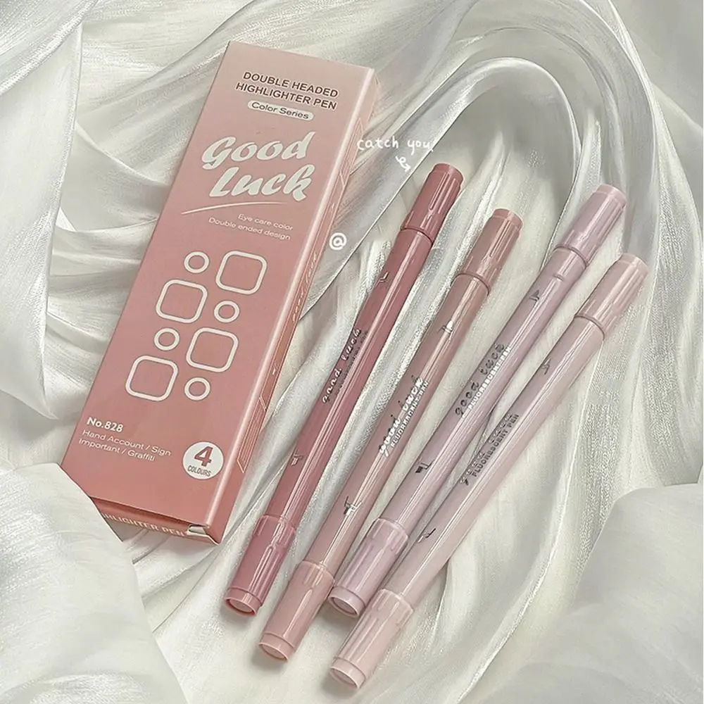 4pcs/set Creative Dual Tip Highlighter Pens Gradient Pastel Chisel & Fine Tip Marker Pens Journaling Markers Journaling Notes