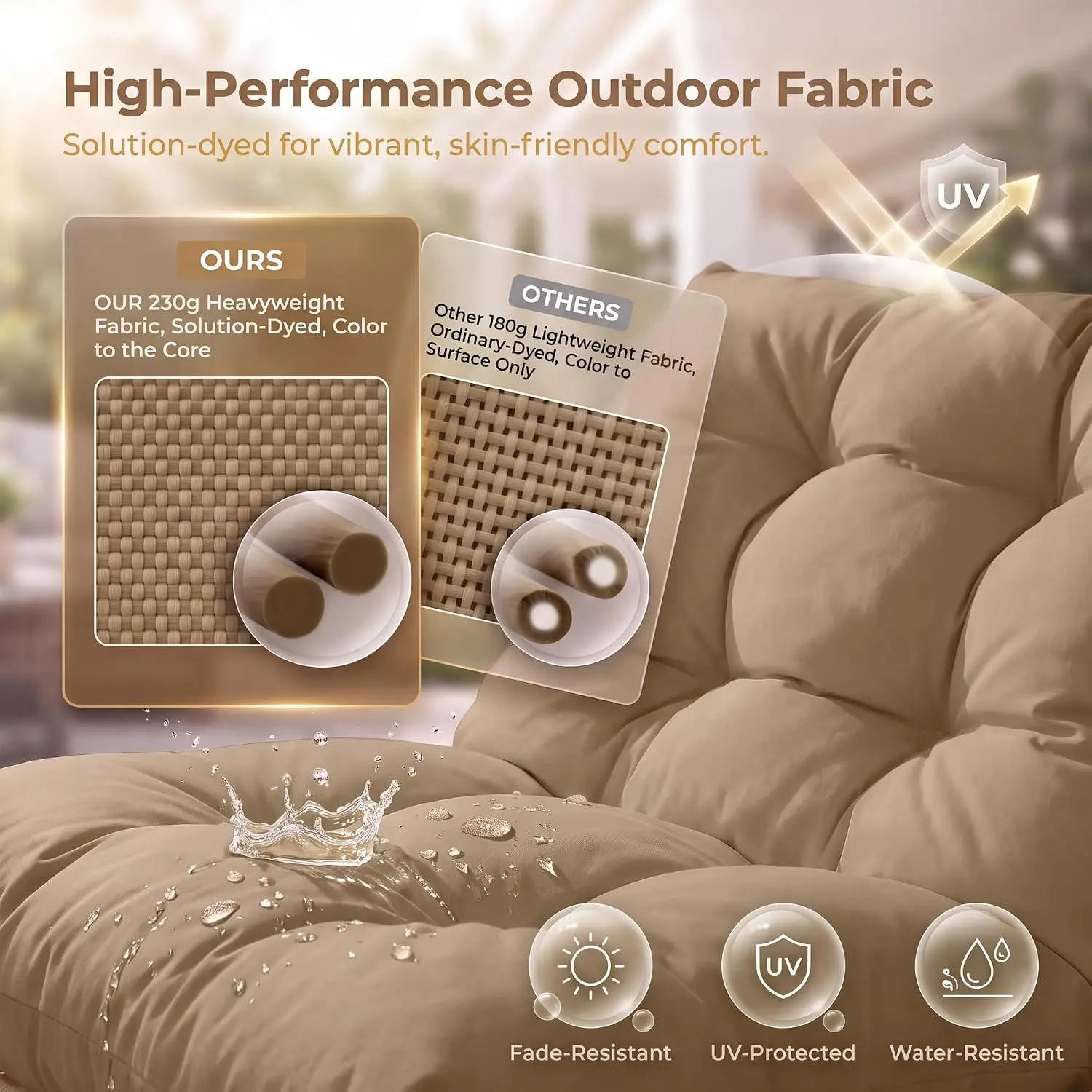 Double Egg Chair Indoor Outdoor Stationary Oversized Thicken Padded Cushions,2 Person Egg Loveseat Chair, Extra Large Lounge