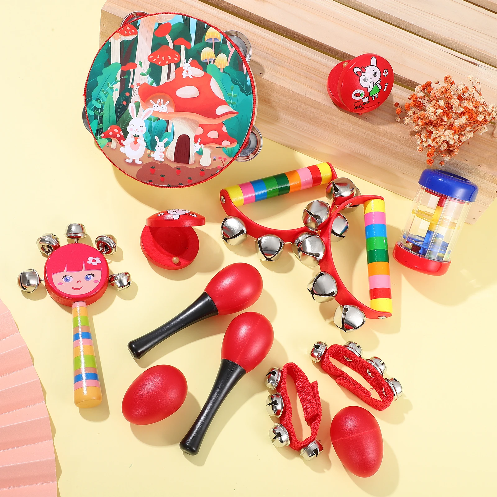 13 pezzi strumenti musicali per bambini giocattoli per bambini set di percussioni in plastica bambini apprendimento precoce organi del senso del bambino per i più piccoli