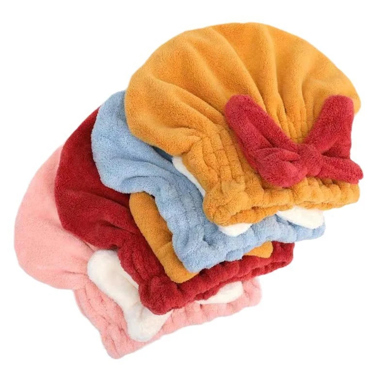 Microfibre Quick Hair Drying Bath Spa Bowknot Wrap Towel Hat Cap For Bath Bathroom Accessories Shower Cap For Women Hair Cap