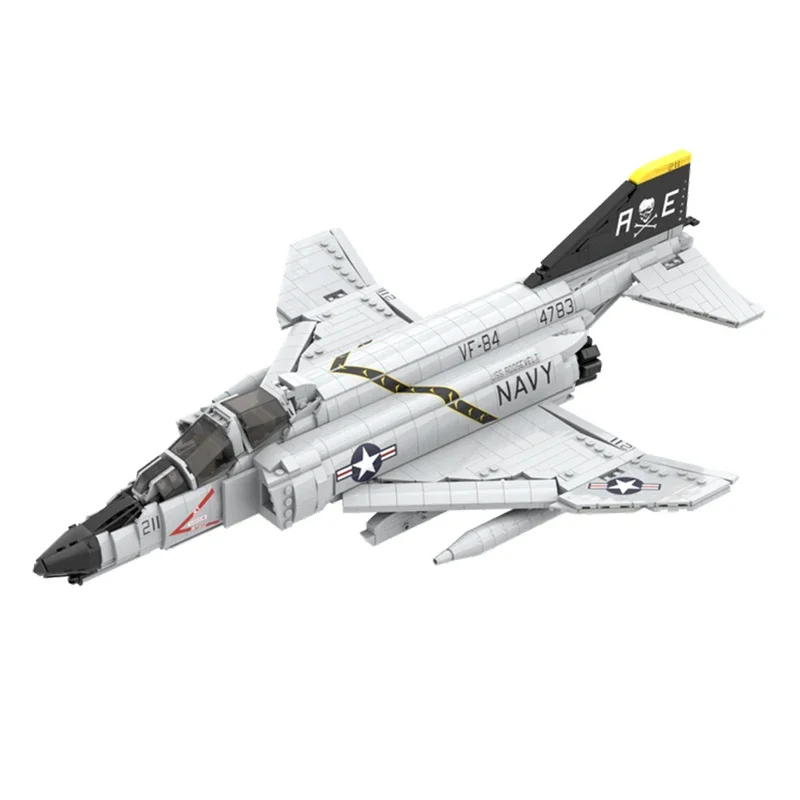 Military Series Moc Building Bricks F-4 Phantom Fighter Model Building Technology Modular Block DIY Construstion Toy Gifts