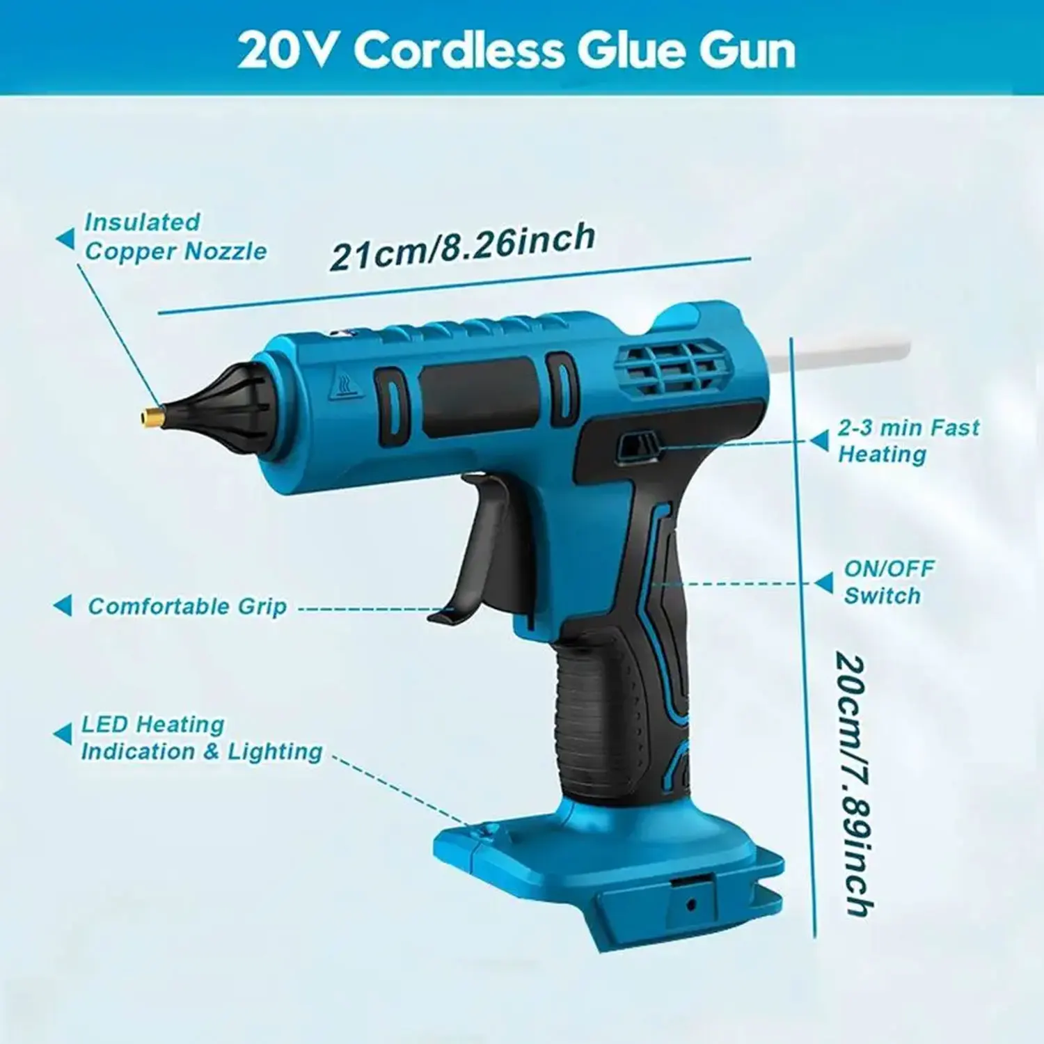 Electric Hot Melt Glue Gun, Cordless Electric Glue Gripper, Hot Melt Welding Battery, Hot Air Gun, 10 Glue Sticks