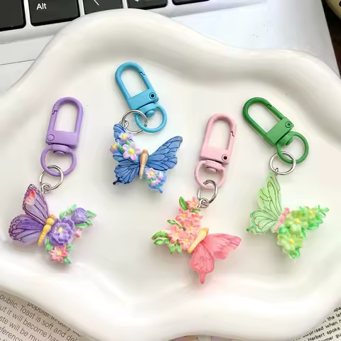 2025 Colorful Butterfly Keychain New Oil Painting Flower Forest Funny Beautiful Exquisite Creative Pendant Creative Student Gift