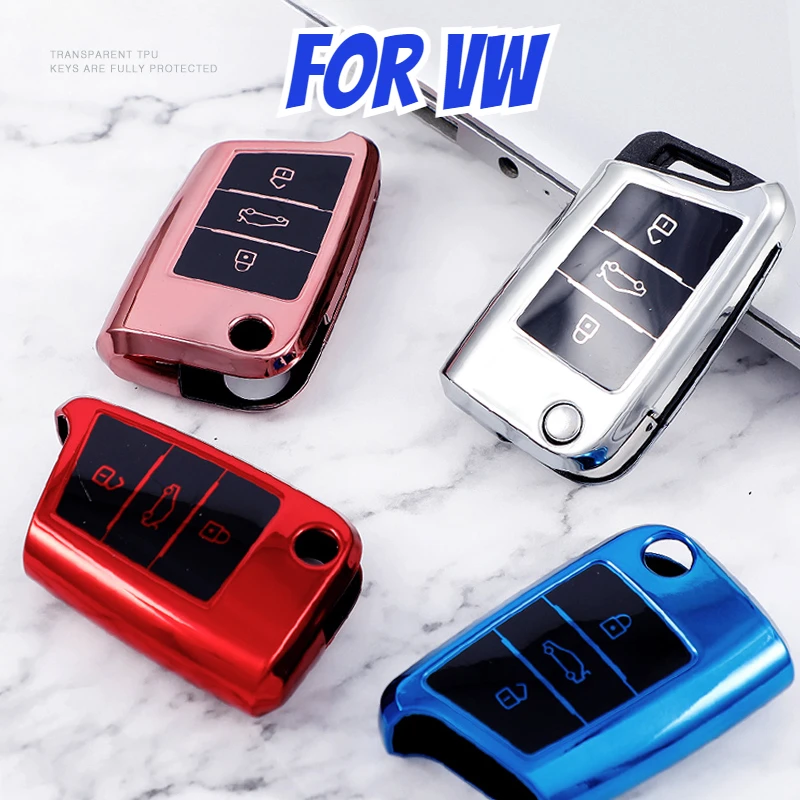 Funda suave de TPU para llave de coche Volkswagen, VW Golf 7 Mk7 Seat Ibiza Leon FR 2 Altea Aztec para Skoda Octavia
