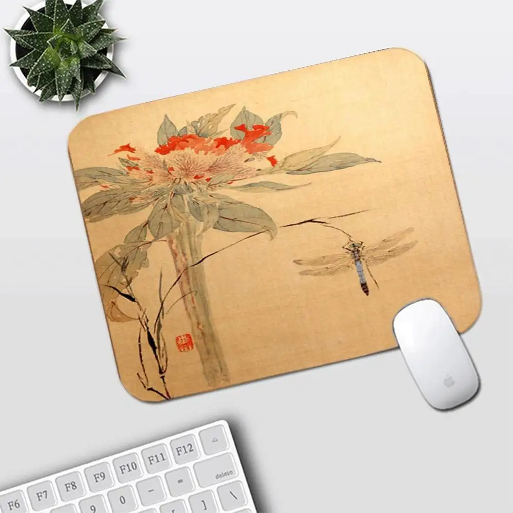 Mousepad Vintage Chinese Ink Wash Painting Art For Games Office Desktop Bedroom Learning Mat